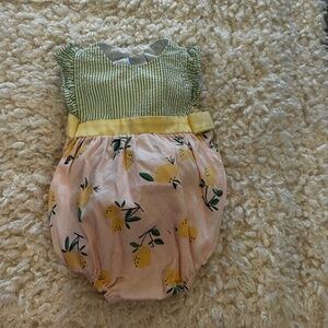 BELLA BLISS BABY GIRL LEMON BUBBLE PINK GREEN ROMPER 3 MONTHS
